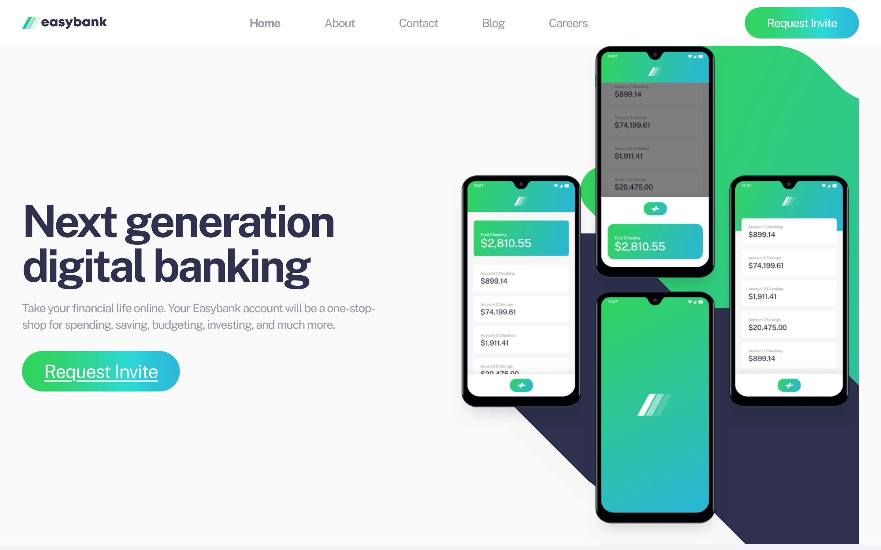 screenshot of easybank landing page